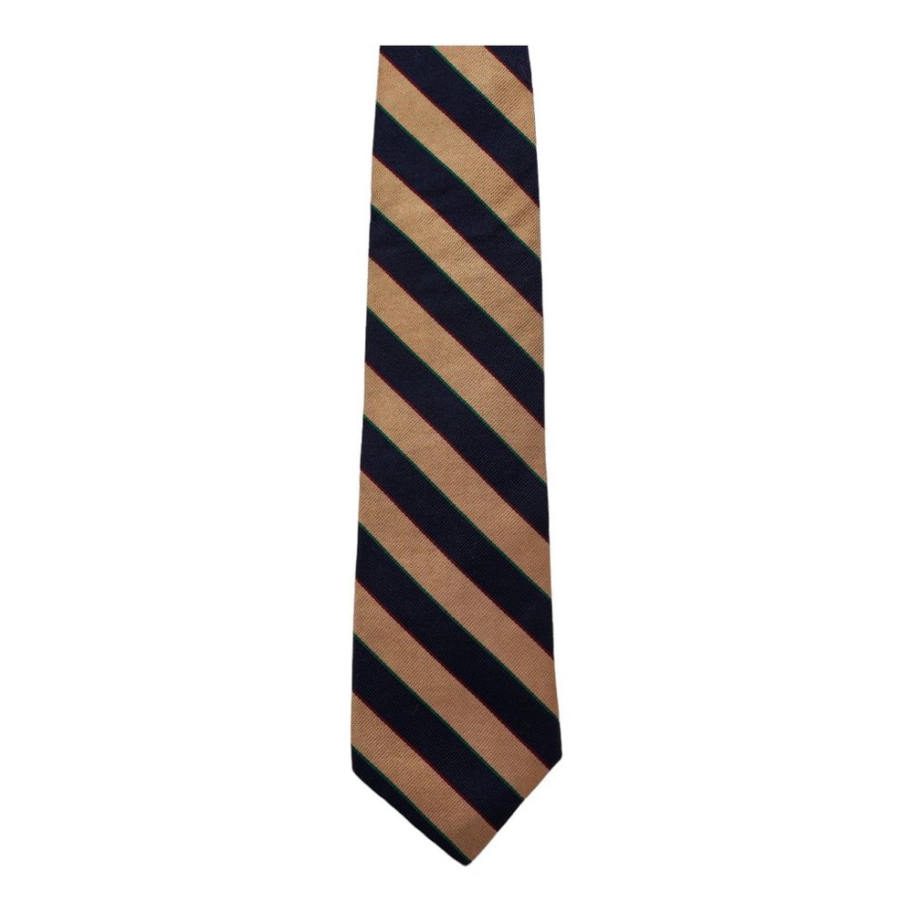 Lord & Taylor Striped Pattern Brown 100% Silk Necktie
